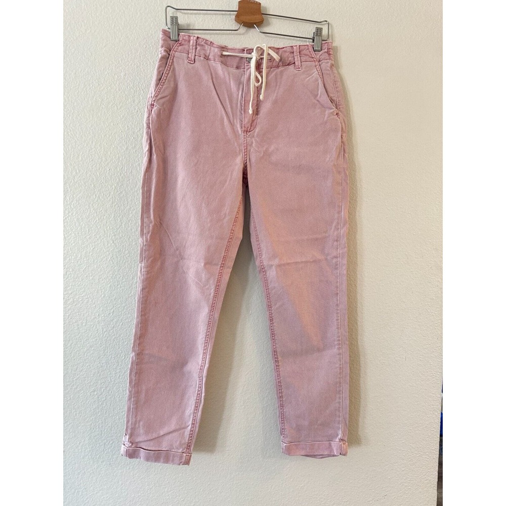 PAIGE Women's Christy High Rise Pants 29 Pink Drawstring Tapered Cropped Stretch - Picture 5 of 14